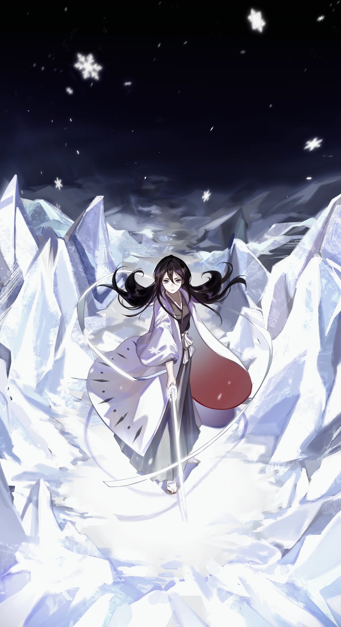 Safebooru - 1girl black hair black hakama black kimono black sky bleach ...