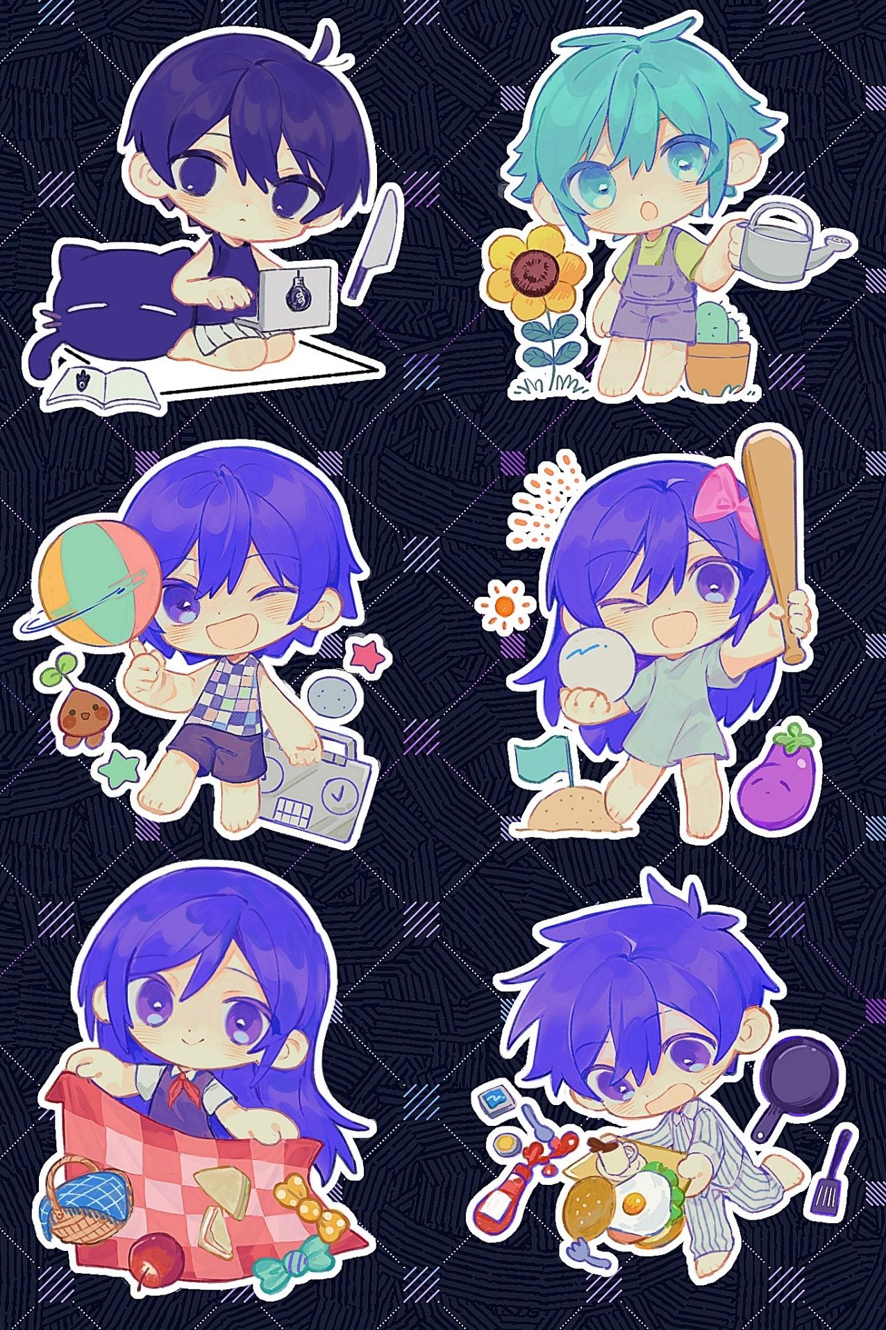 Safebooru 2girls 4boys aubrey (headspace) (omori) aubrey (omori