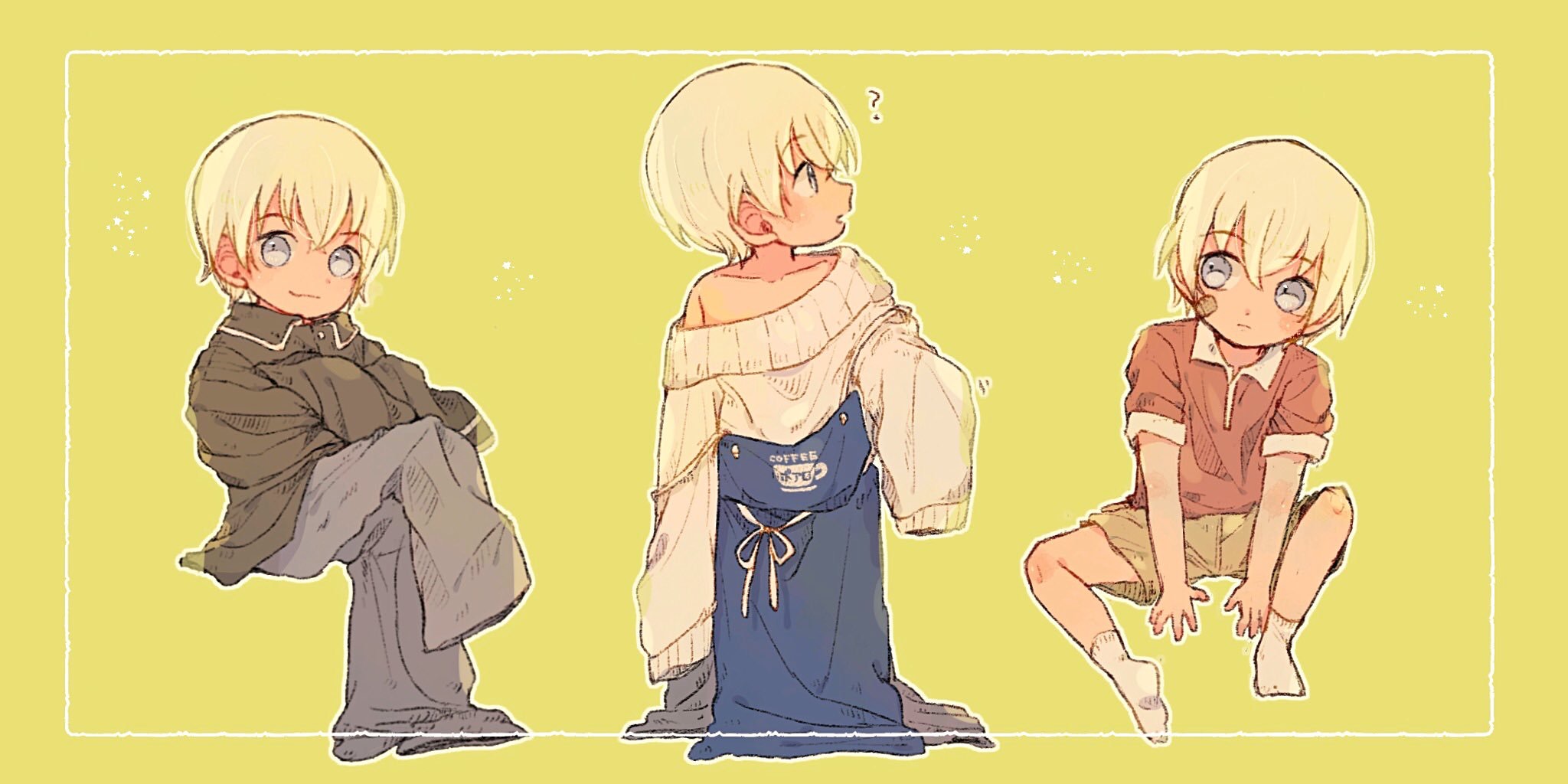 Safebooru 1boy Aged Down Amuro Tooru Bandaid Bandaid On Face Black Shirt Blonde Hair Brown 1799