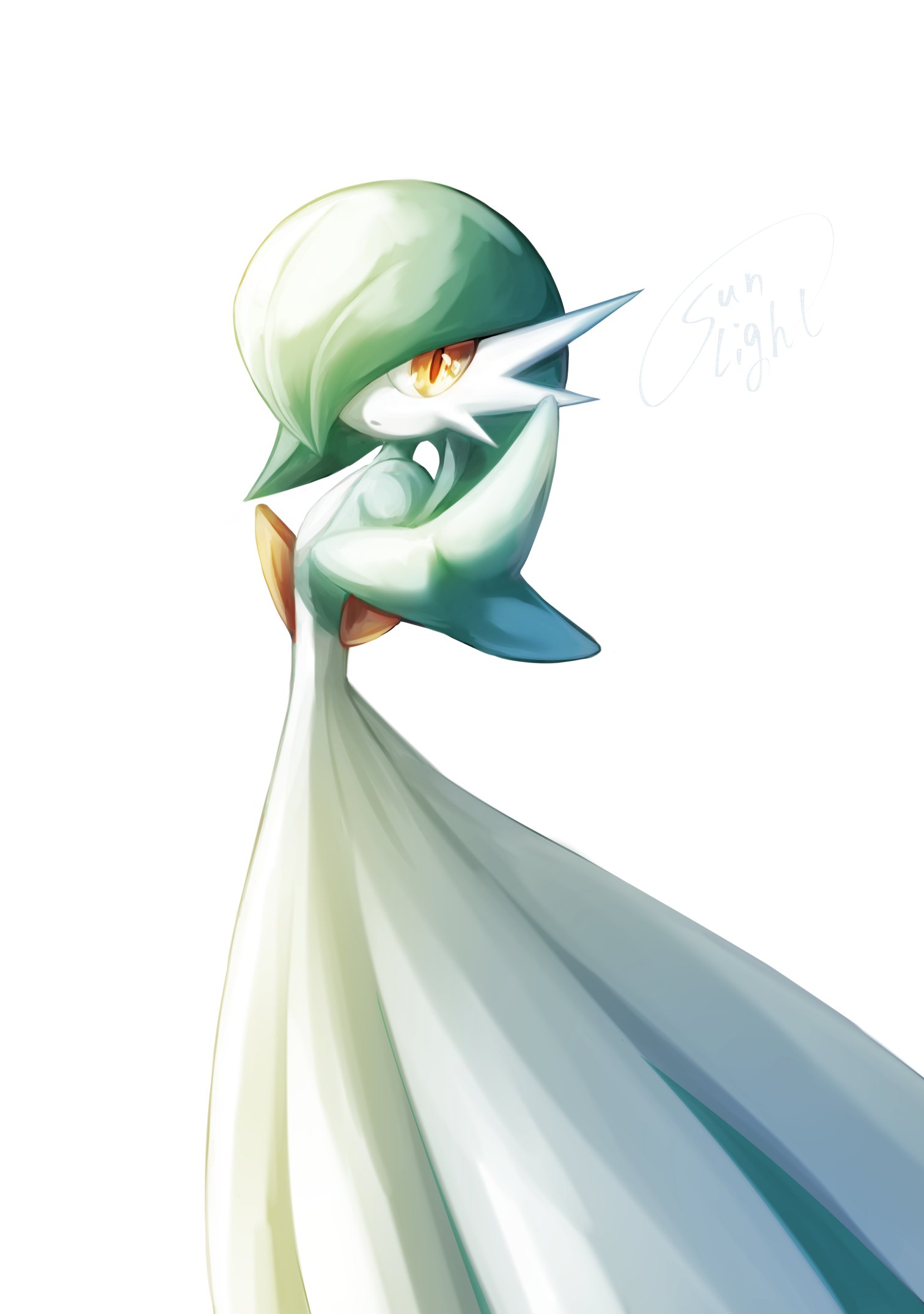 Safebooru - artist name bob cut colored skin dress gardevoir green hair ...