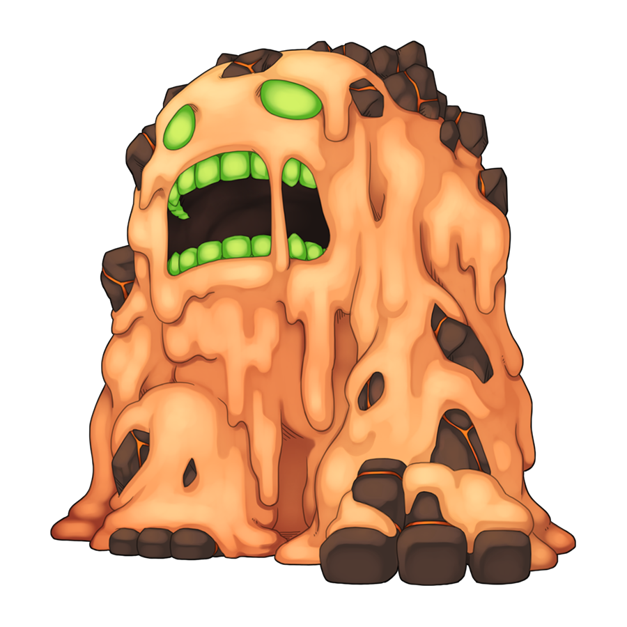 Safebooru - chibi chibi only full body golem green scarf lava lava ...