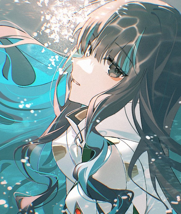 Safebooru - 1girl aztec bare shoulders black hair blue hair colored ...