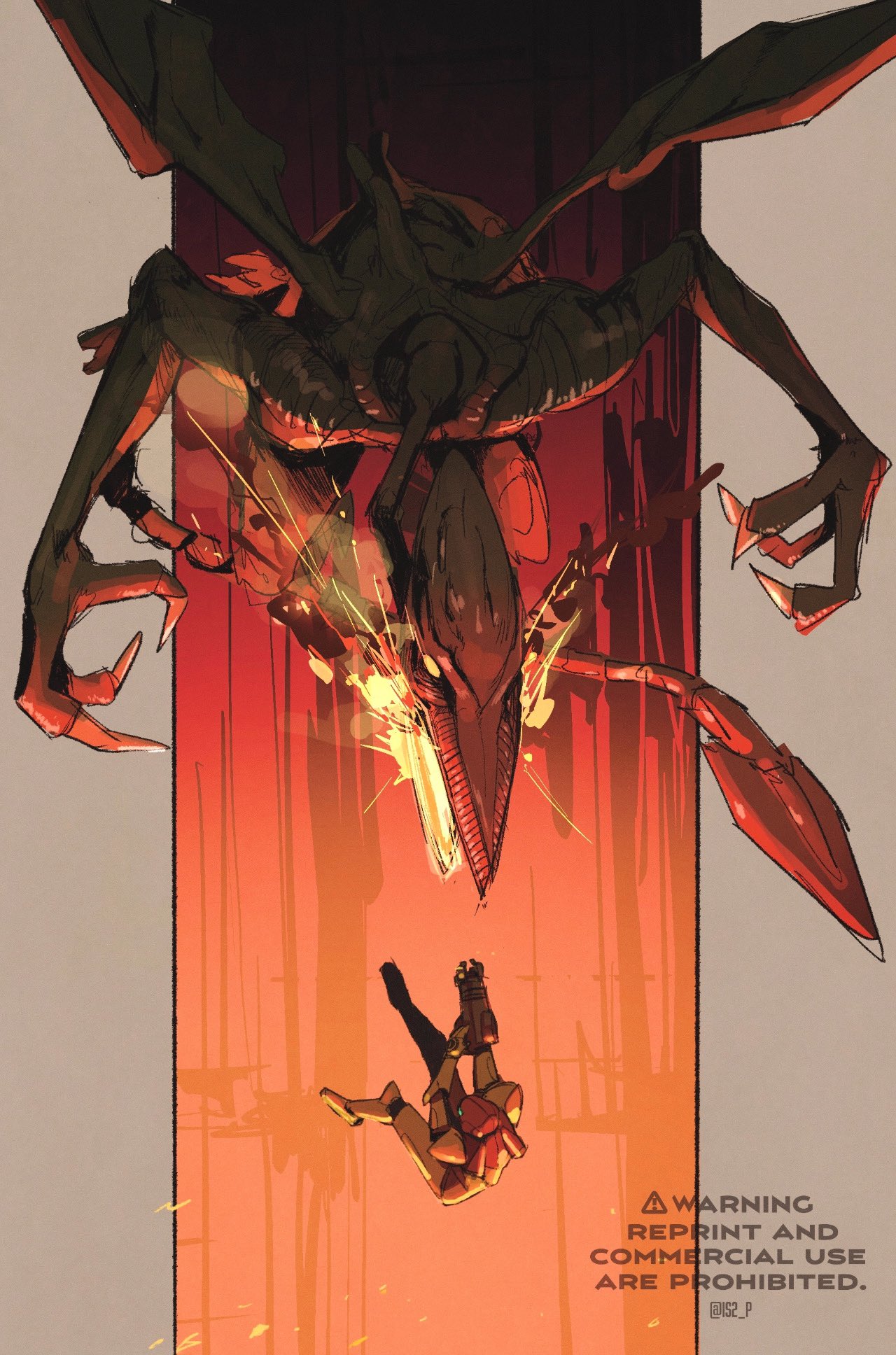 Safebooru - 1girl aiming aiming up alien arm cannon armor beak breath ...