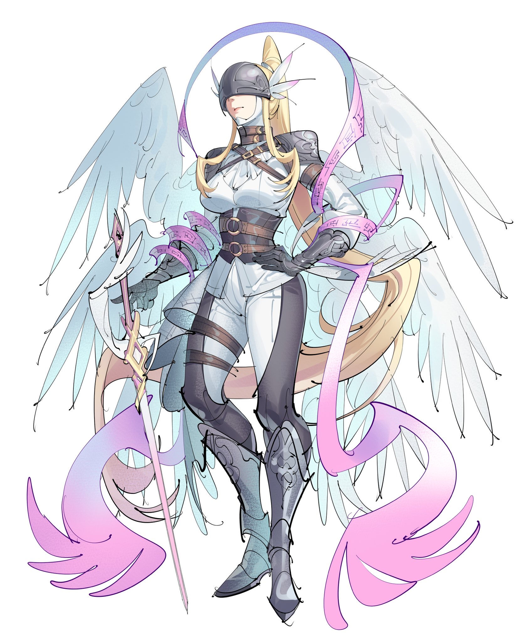 Safebooru - 1girl adapted costume angel angel wings angewomon armor ...