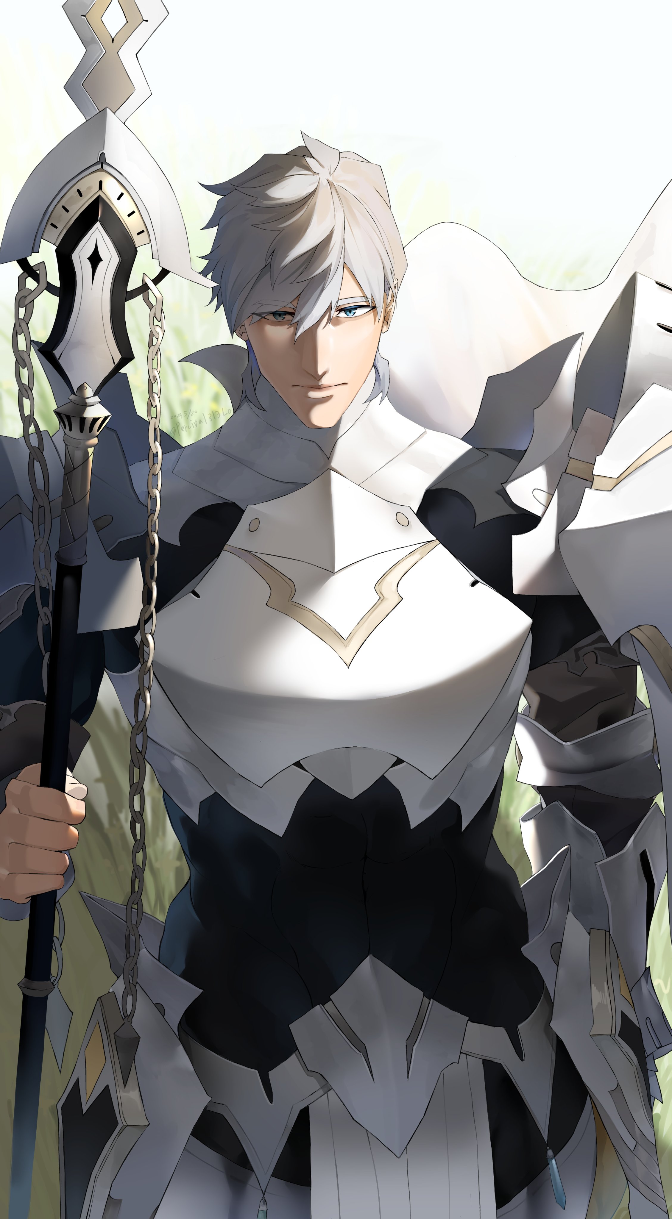 Safebooru - 1boy absurdres armor blue eyes chain dated fate/grand order ...