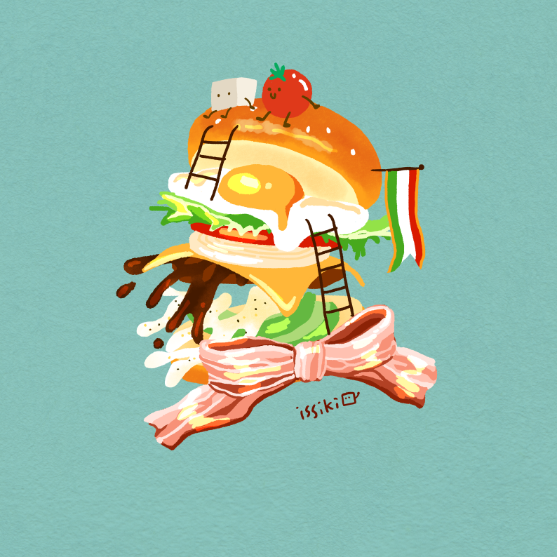 Safebooru artist name bacon burger cheese egg (food) food food focus