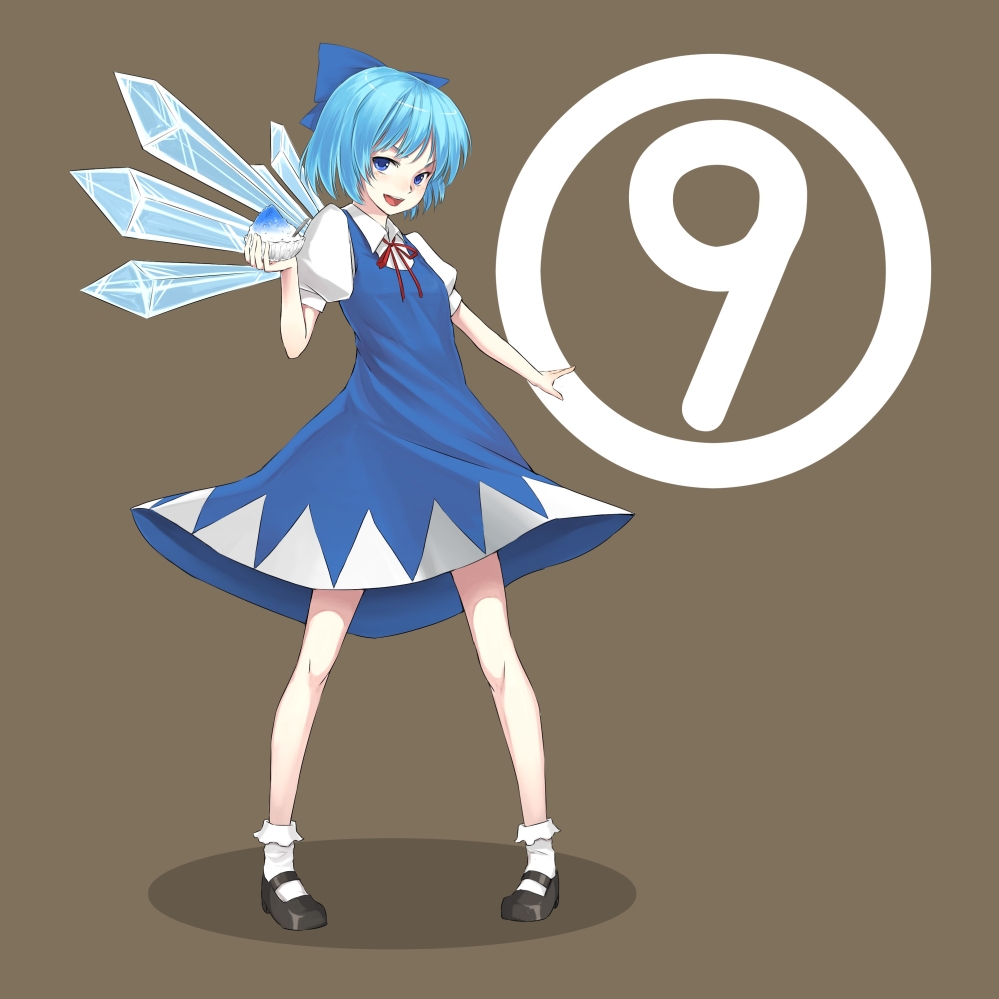 Safebooru Blue Eyes Blue Hair Blush Bow Cirno Ryouryou Short Hair Solo Touhou Wings ⑨ 481384 2274