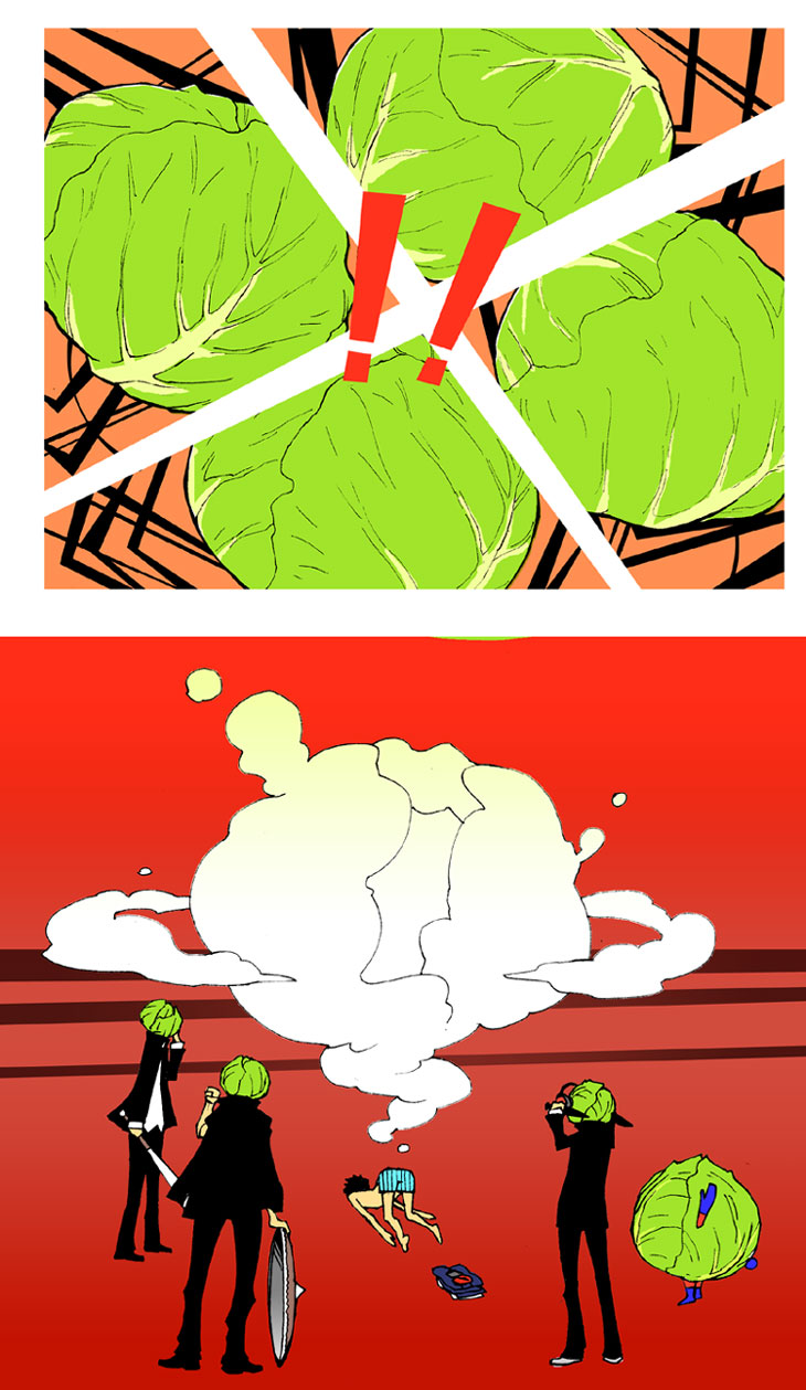 Safebooru - all-out attack cabbage hanamura yousuke highres hnmrk kuma ...