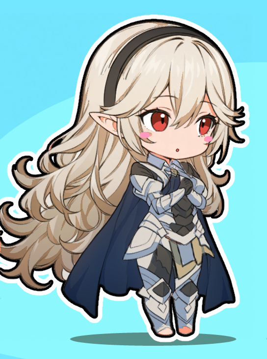 Safebooru - 1girl armor black hairband blue background blue cape blush ...
