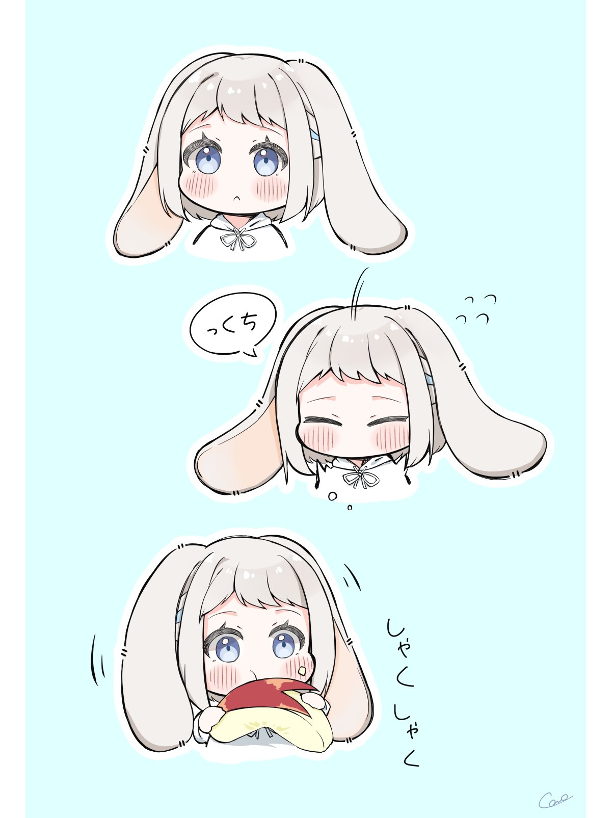 Safebooru - 1girl animal ears apple rabbit blush coro (corota 5656 ...