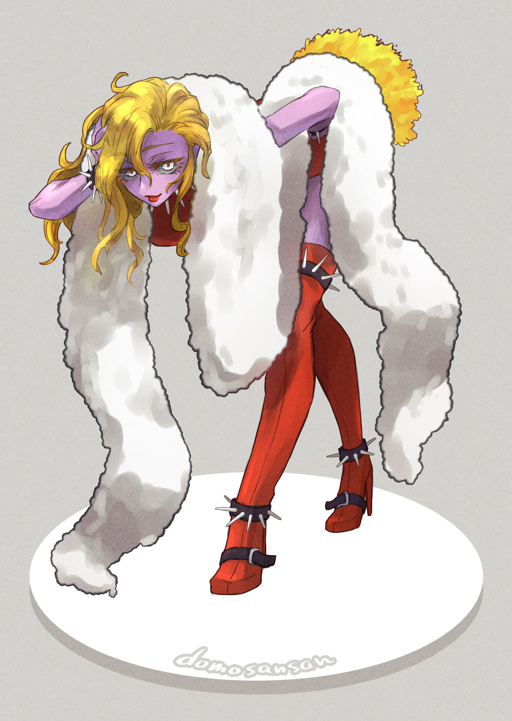 Safebooru - 1girl aqua sclera bent over blonde hair bodyconian boots ...