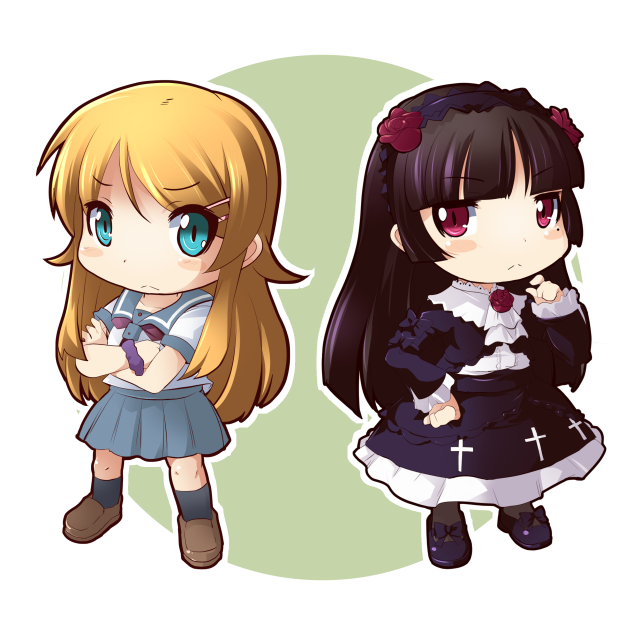 Safebooru Black Hair Blonde Hair Blue Eyes Chibi Crossed Arms Gokou