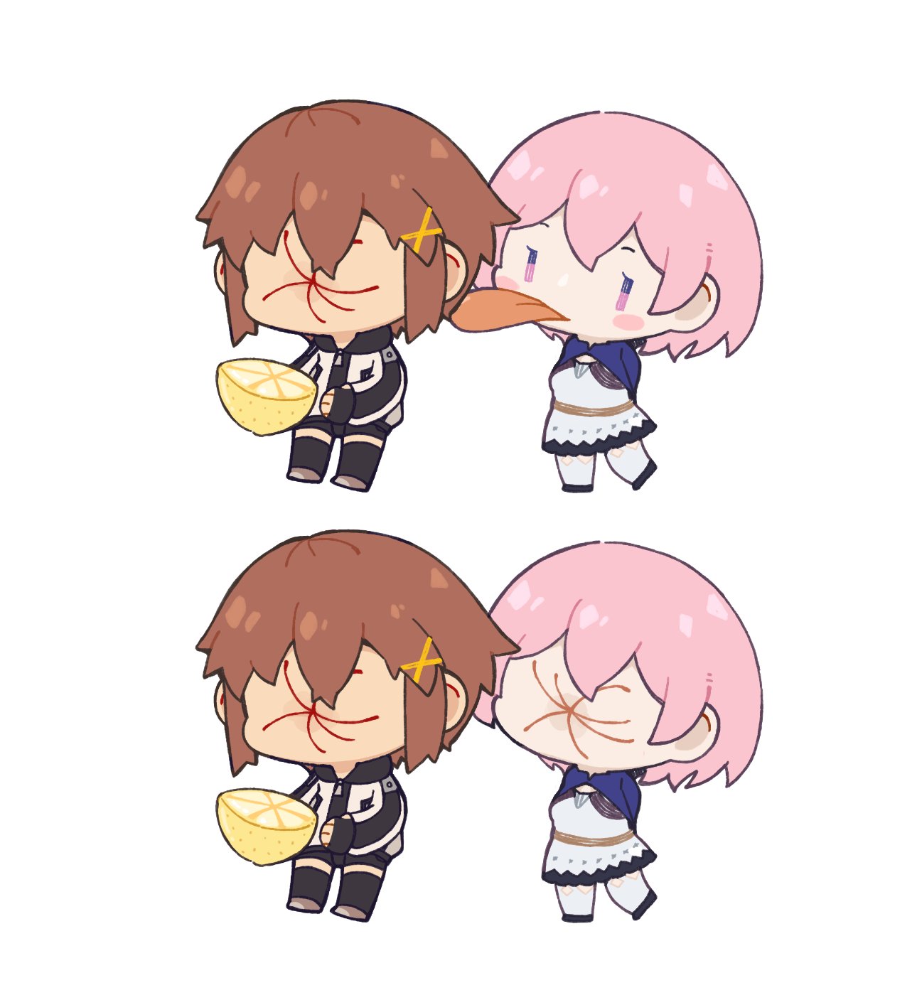 Safebooru - 2girls black shirt black thighhighs blue jacket blush ...