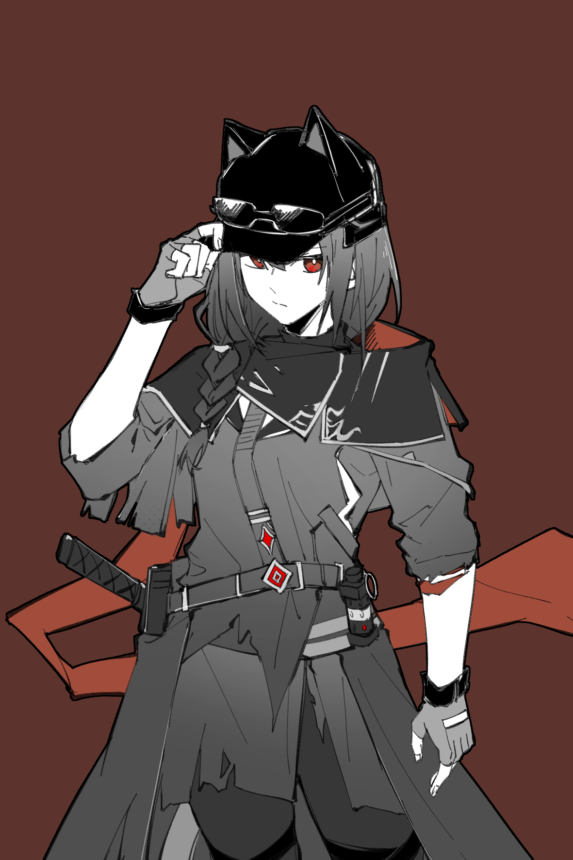Safebooru - 1girl animal ears arknights arm at side arm up ash (rainbow ...
