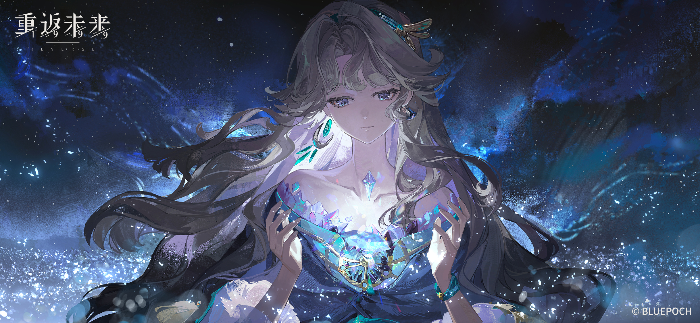 Safebooru - 1girl bare shoulders beryl bouanich black cloak blue ...