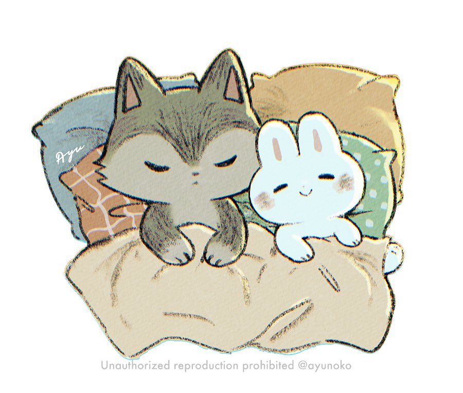 Safebooru - animal animal focus ayu (mog) blanket closed eyes closed ...