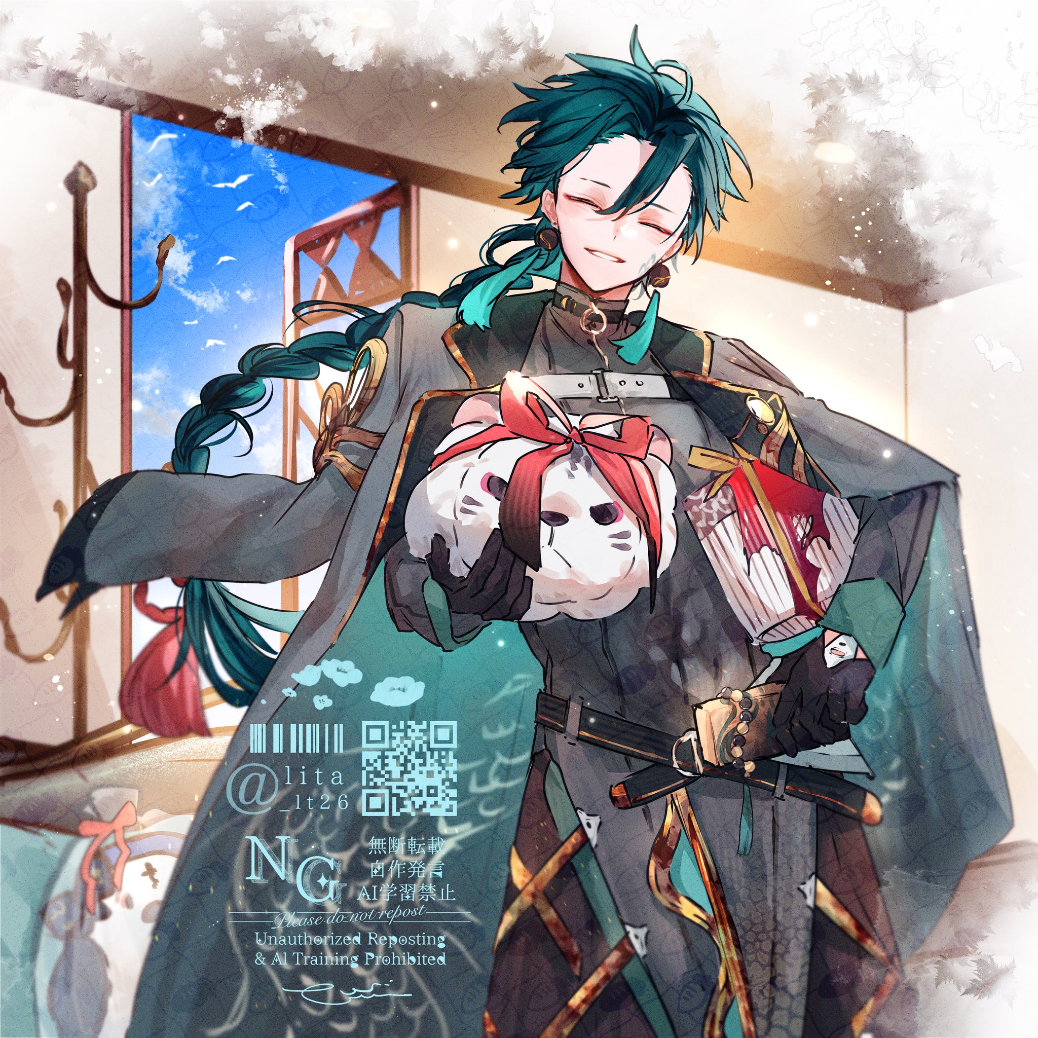 Safebooru - 1boy alternate costume black coat black gloves black pants ...