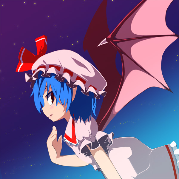 Safebooru Bat Wings Blue Hair D I Hat Remilia Scarlet Short Hair Solo