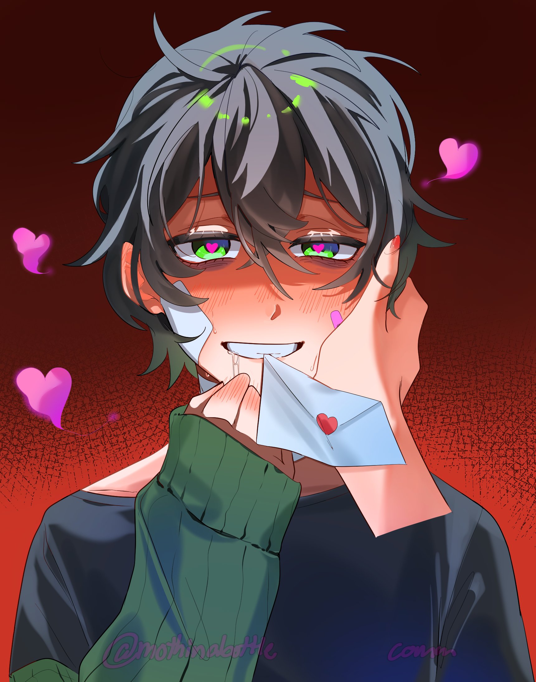 Safebooru - 1boy black hair black shirt blush degrees of lewdity ...
