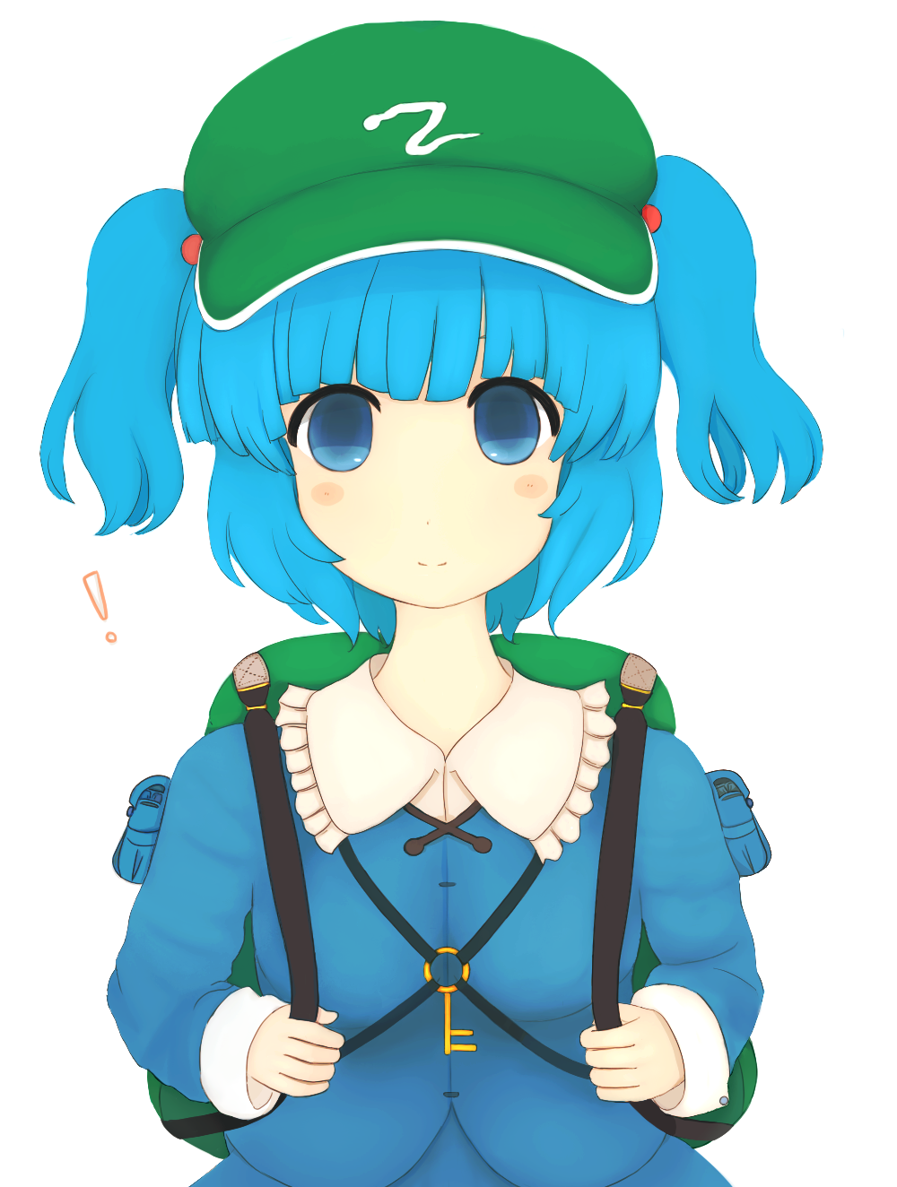 Safebooru 1girl Backpack Bad Id Bag Blue Eyes Blue Hair Blush Bust