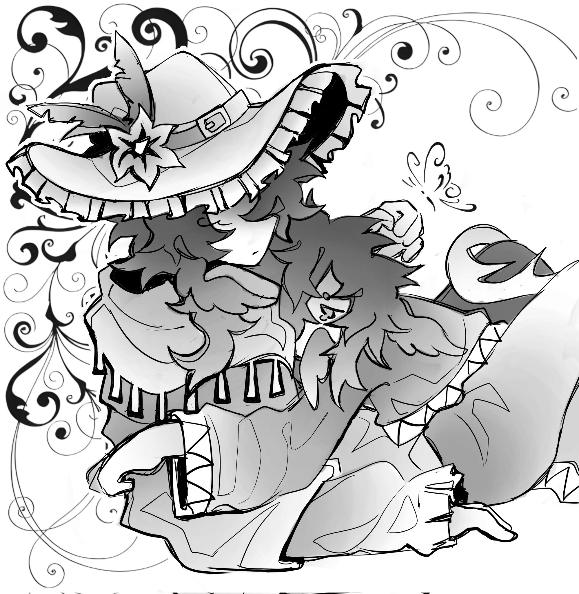 Safebooru - 1boy 1other ambiguous gender azure (forsaken) closed mouth ...