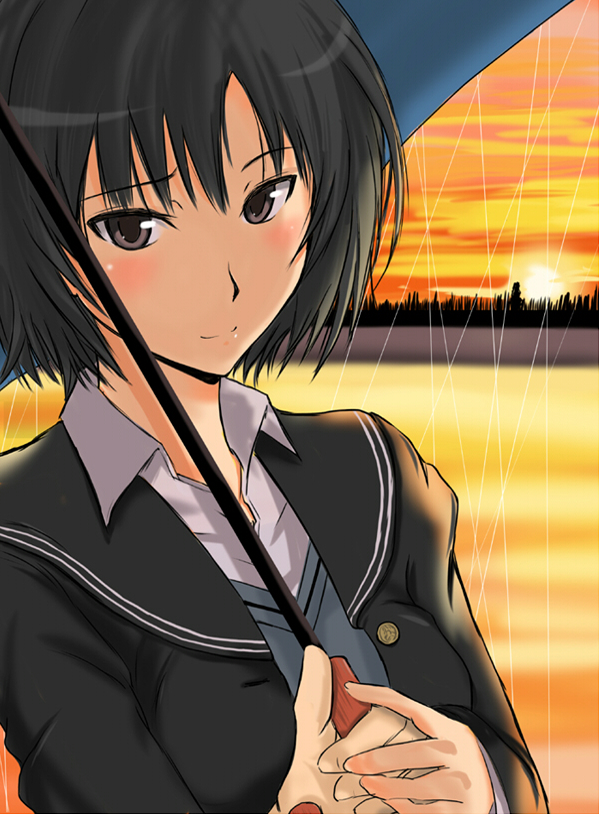 Safebooru 1girl Amagami Black Eyes Black Hair Blush Breasts Face