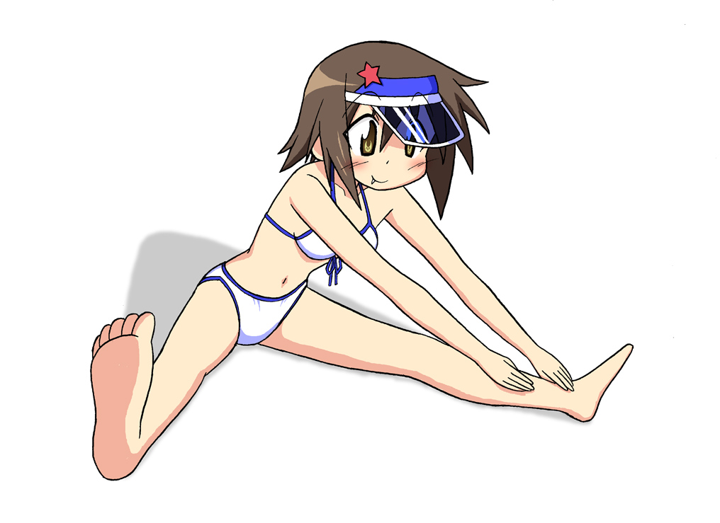 bikini brown_hair fang feet kusakabe_misao lucky_star men