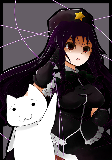 Safebooru - :3 alternate color arano oki ascii art black hair hat hei ...