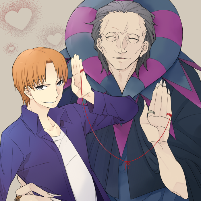 Safebooru - 2boys ^ ^ caster (fate/zero) closed eyes dashii (artist ...
