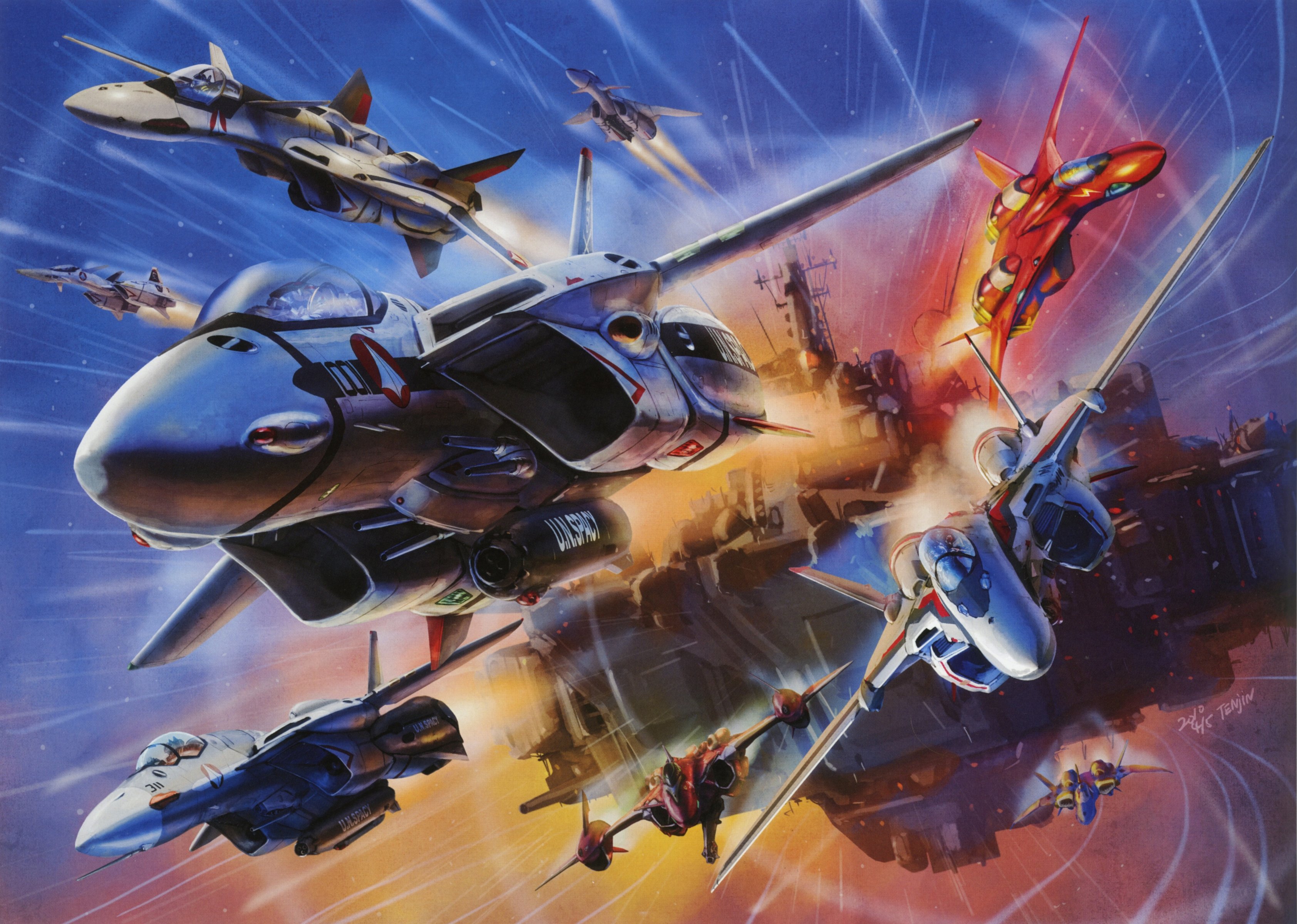 Safebooru - airplane canards cannon choujikuu yousai macross