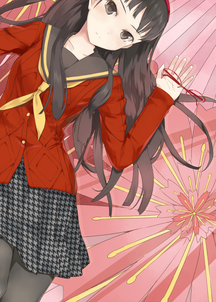 Safebooru Amagi Yukiko Black Eyes Black Hair Cccpo Glasses Glasses Removed Hairband Long Hair 