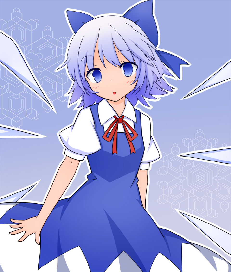 Safebooru Blue Eyes Blue Hair Bow Cirno Dress Gradient Hair Hair Bow Multicolored Hair Ribbon 7410