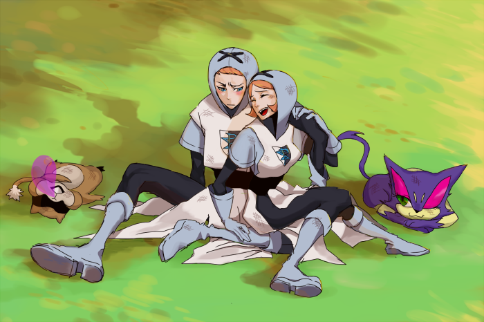 pokemon_bw purrloin sitting sleeping surcoat syurandeskedo team_plasma team_plasma_grunt ...