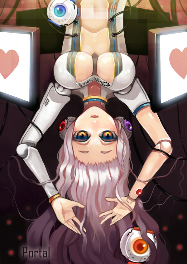 bad_id breasts cleavage doll doll_joints glados heart large_breasts long_ha...