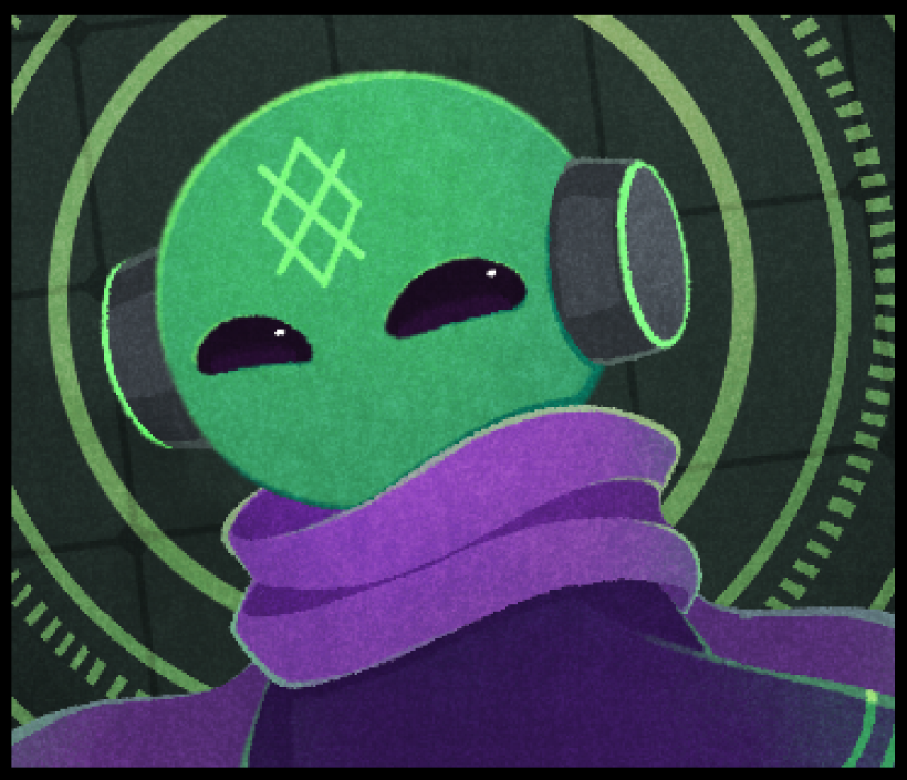 Safebooru - black eyes colored skin facial mark forehead mark green ...