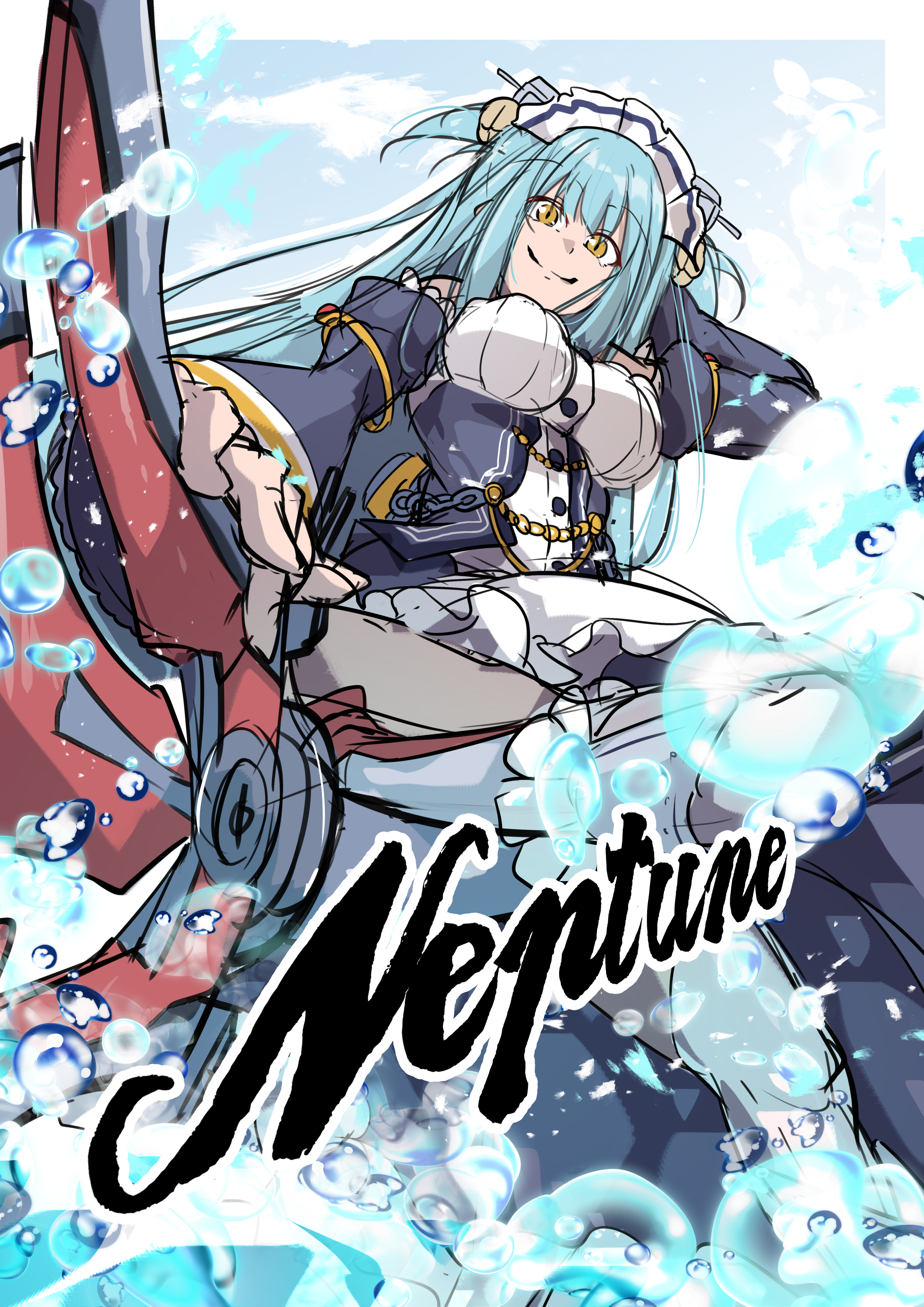 Safebooru - 1girl absurdres azur lane blue hair border bubble character ...