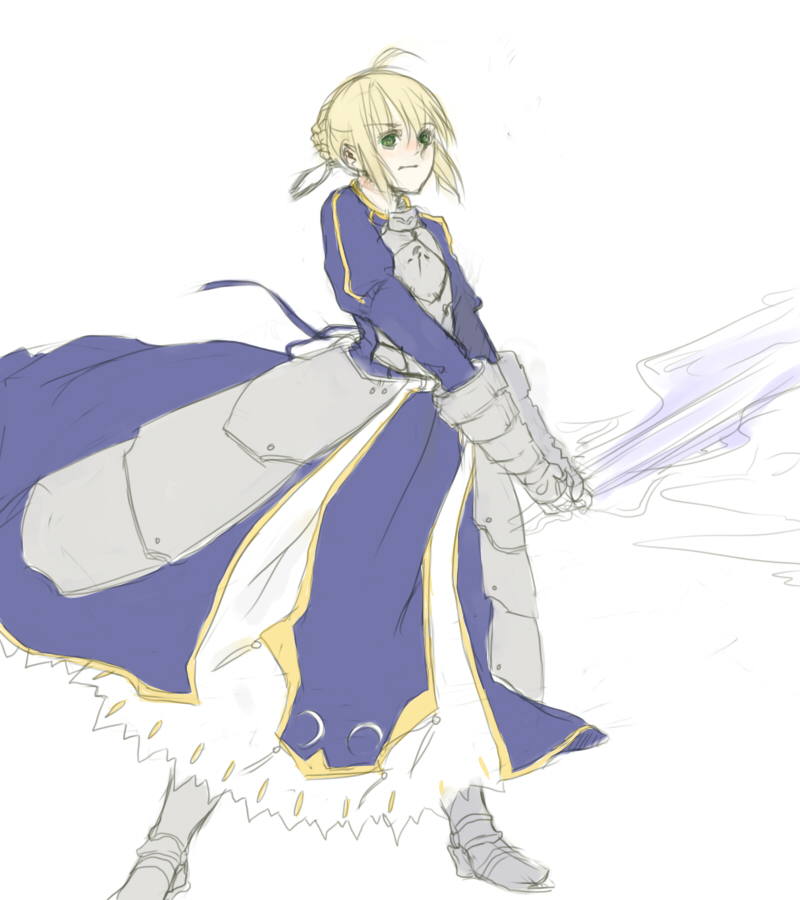 Safebooru Ahoge Armor Armored Dress Blonde Hair Braid Drawfag Dress Excalibur Fatestay Night