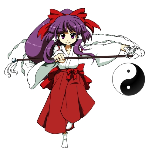 bow footwear gohei hair_bow hair_tubes hakama hakurei_reimu hakurei_reimu(p...