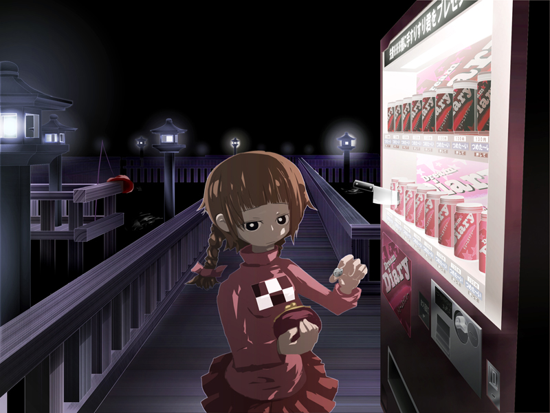 Safebooru braid brown hair can coin purse dock knife lamp madotsuki