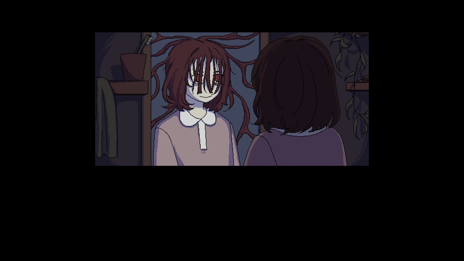 Safebooru - 1girl brown hair closed mouth different reflection game cg ...