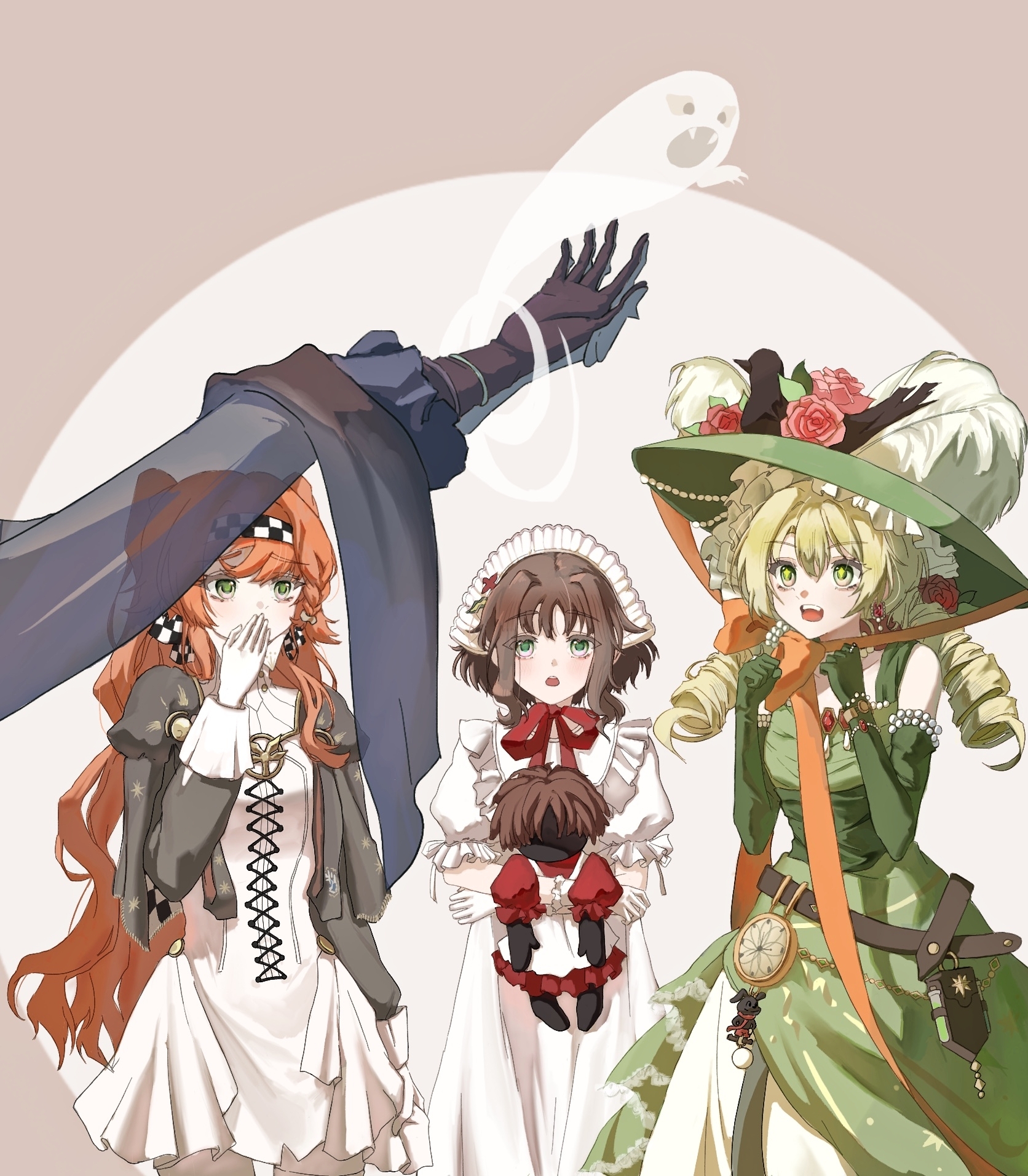 Safebooru - 1boy 3girls a knight (reverse:1999) apron armlet bare ...