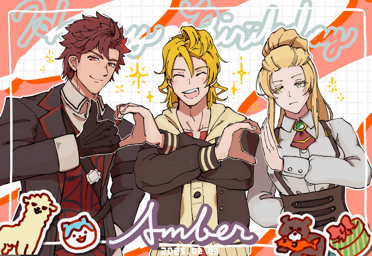Safebooru - 1girl 2boys alpaca amber (fire emblem) ascot bear blonde ...