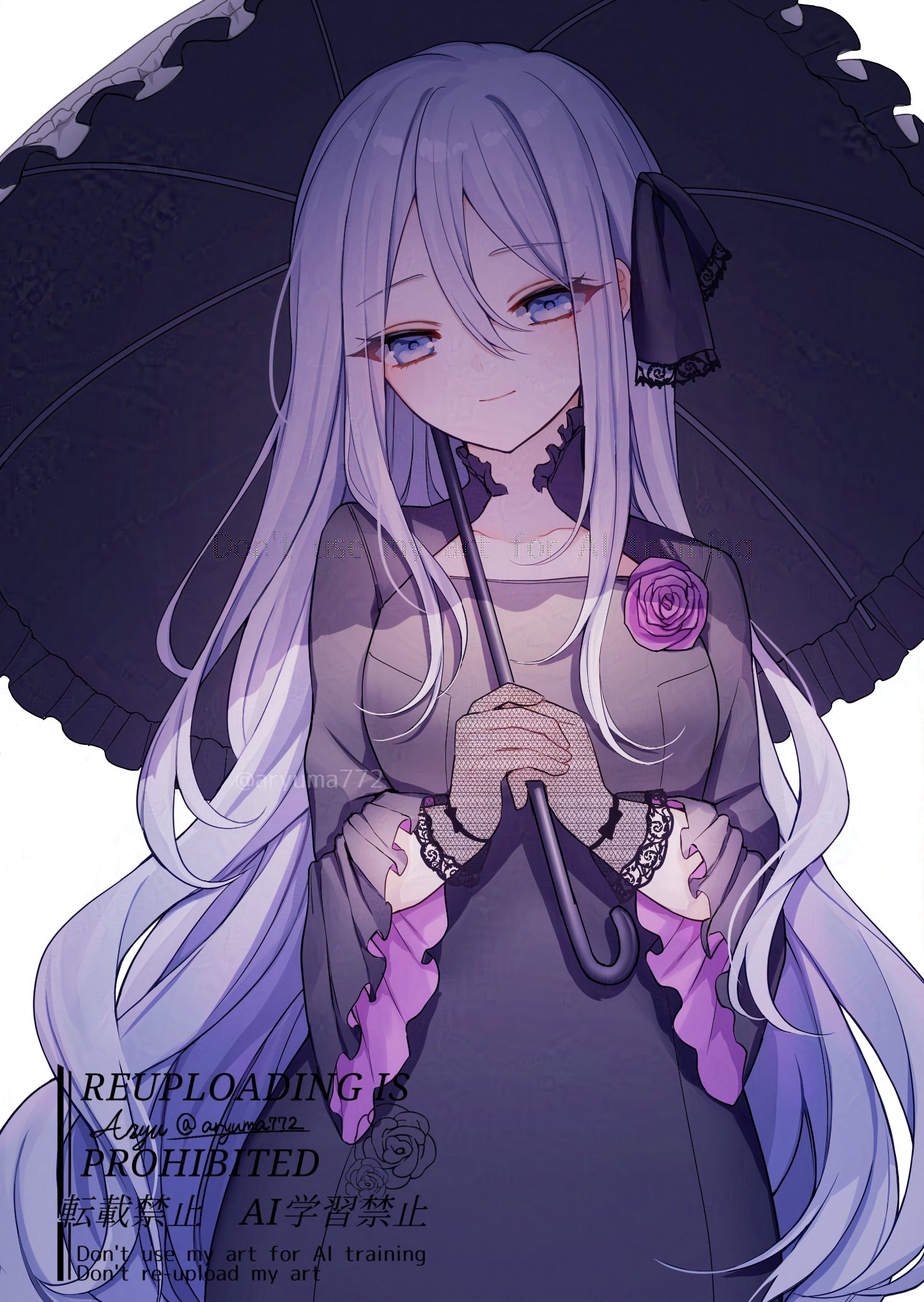 Safebooru - 1girl aryuma772 black dress blue eyes closed mouth collar ...