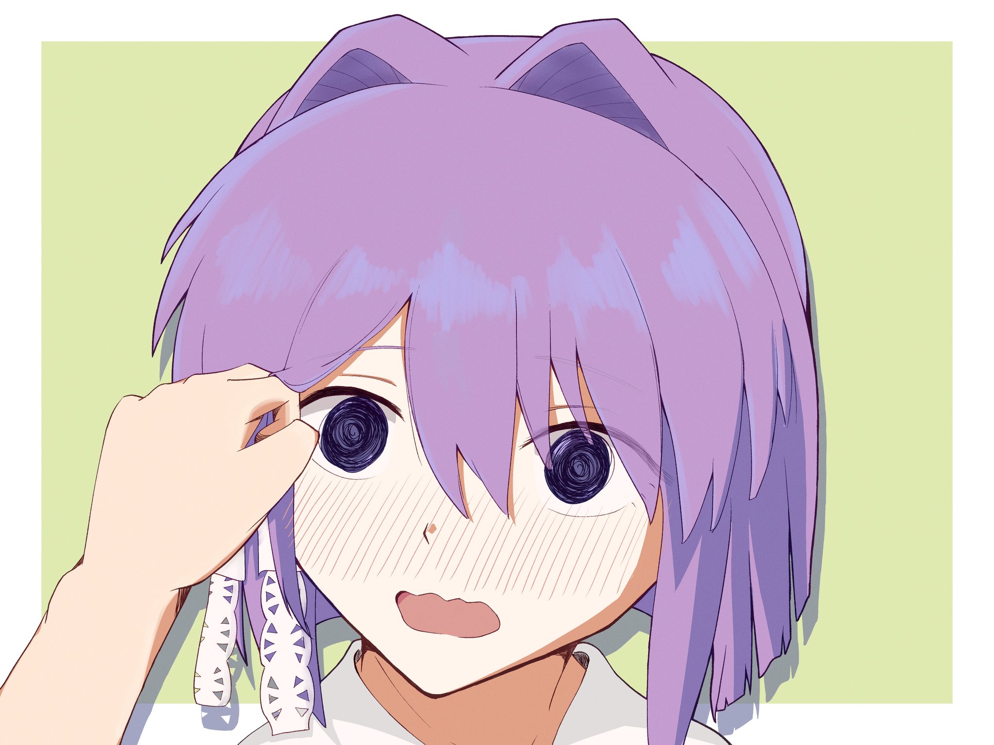 Shadow Embarrassed Safebooru - 1girl 1other @ @ adjusting another's hair blunt ends blush ...