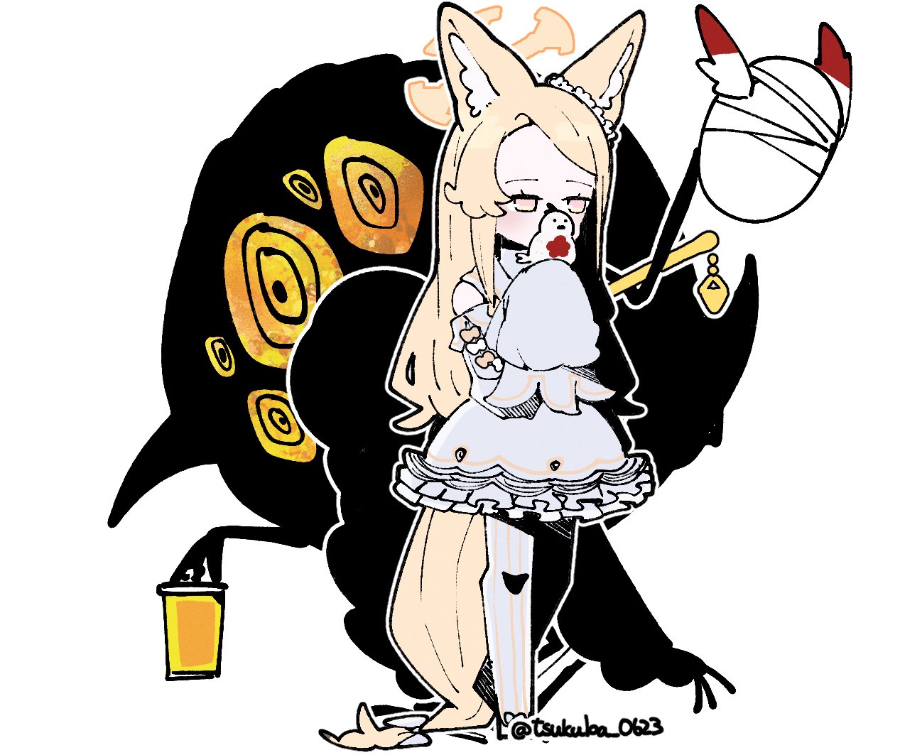 Safebooru - 1girl animal ears big bird (project moon) blonde hair blue ...