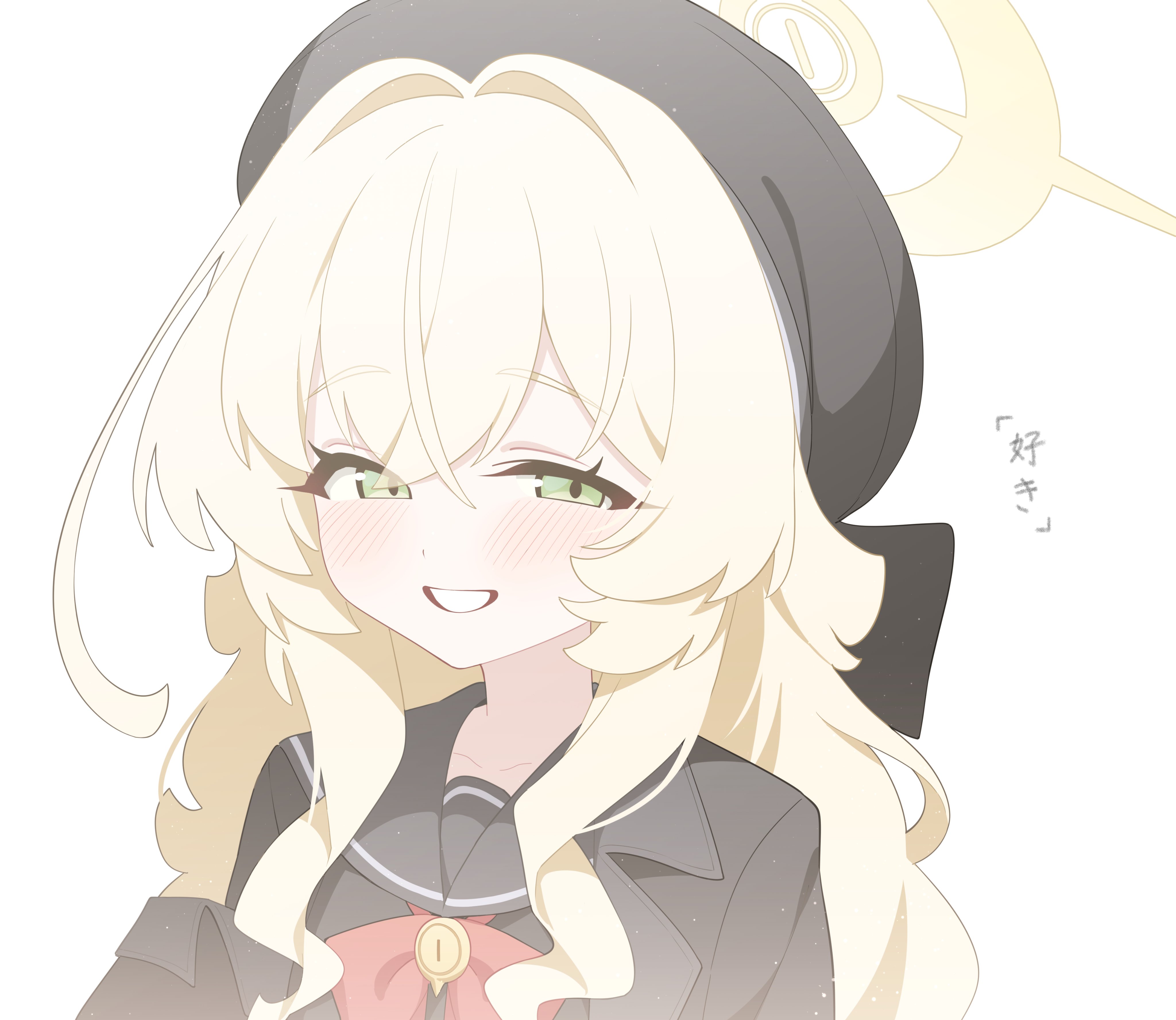 Safebooru - 1girl :d absurdres black hat black serafuku blonde hair ...