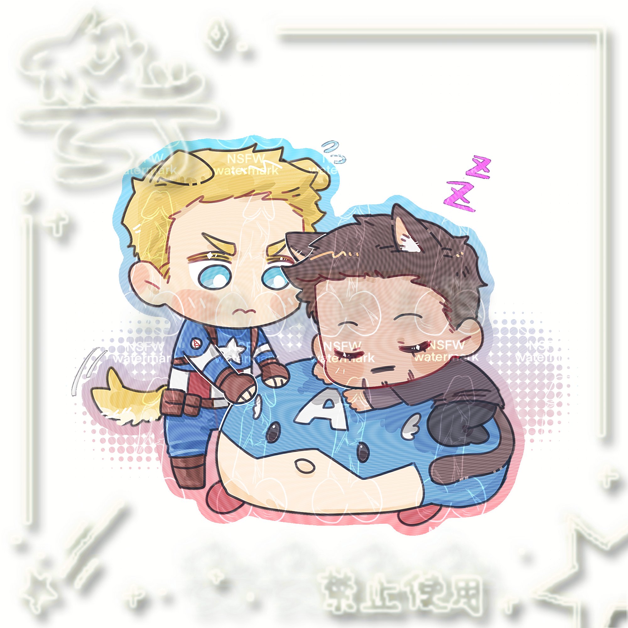Safebooru - 2boys animal ear fluff animal ears artist name avengers ...