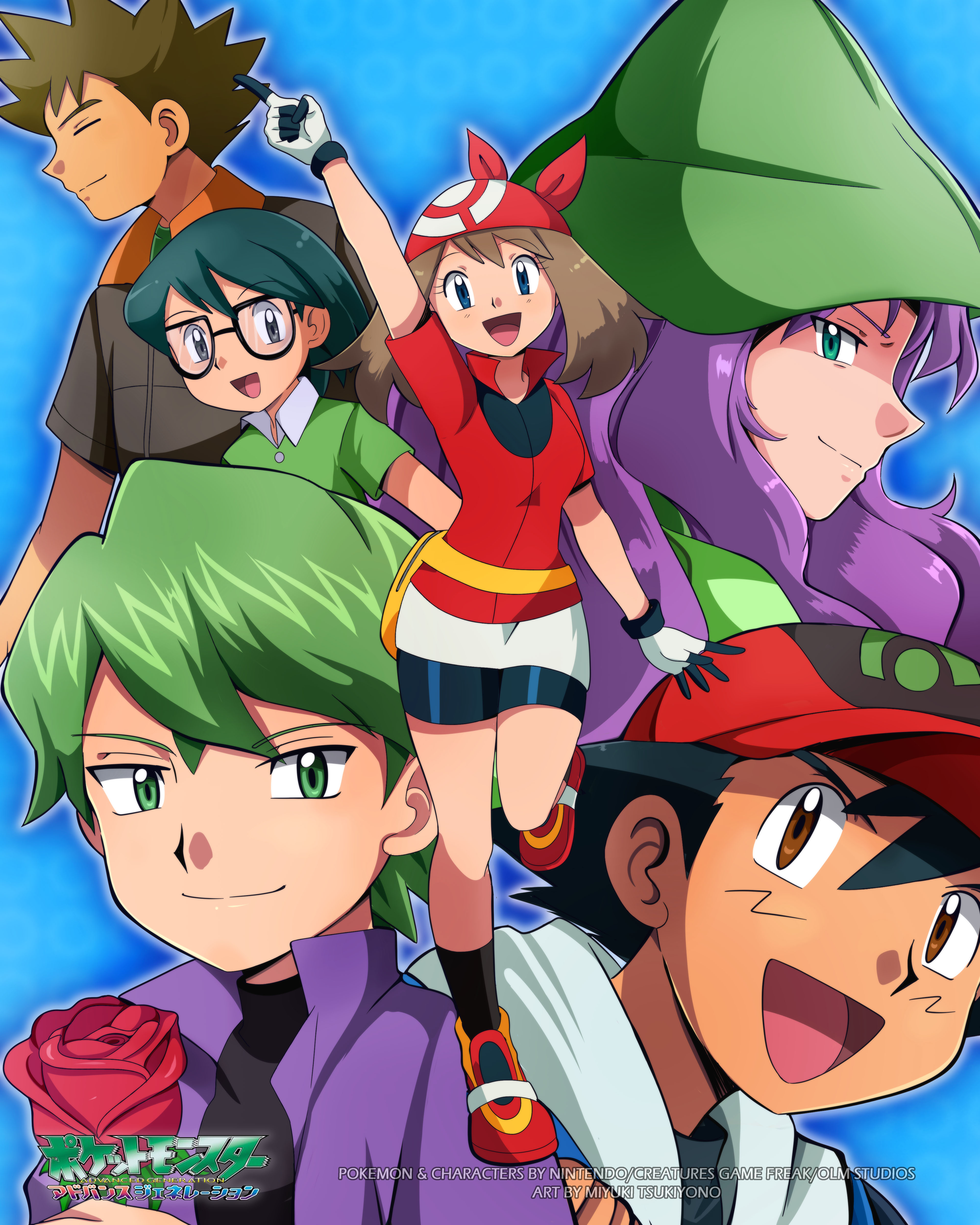 Safebooru - 1girl 5boys absurdres arm up artist name ash ketchum ...
