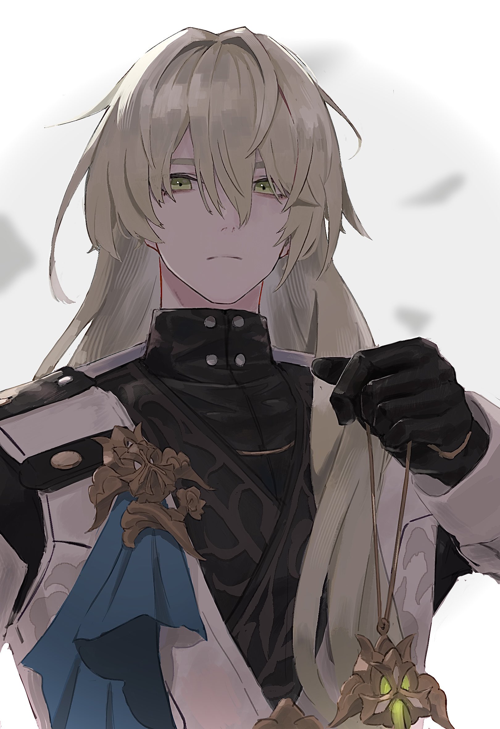 Safebooru - 1boy black gloves blonde hair closed mouth gloves green ...
