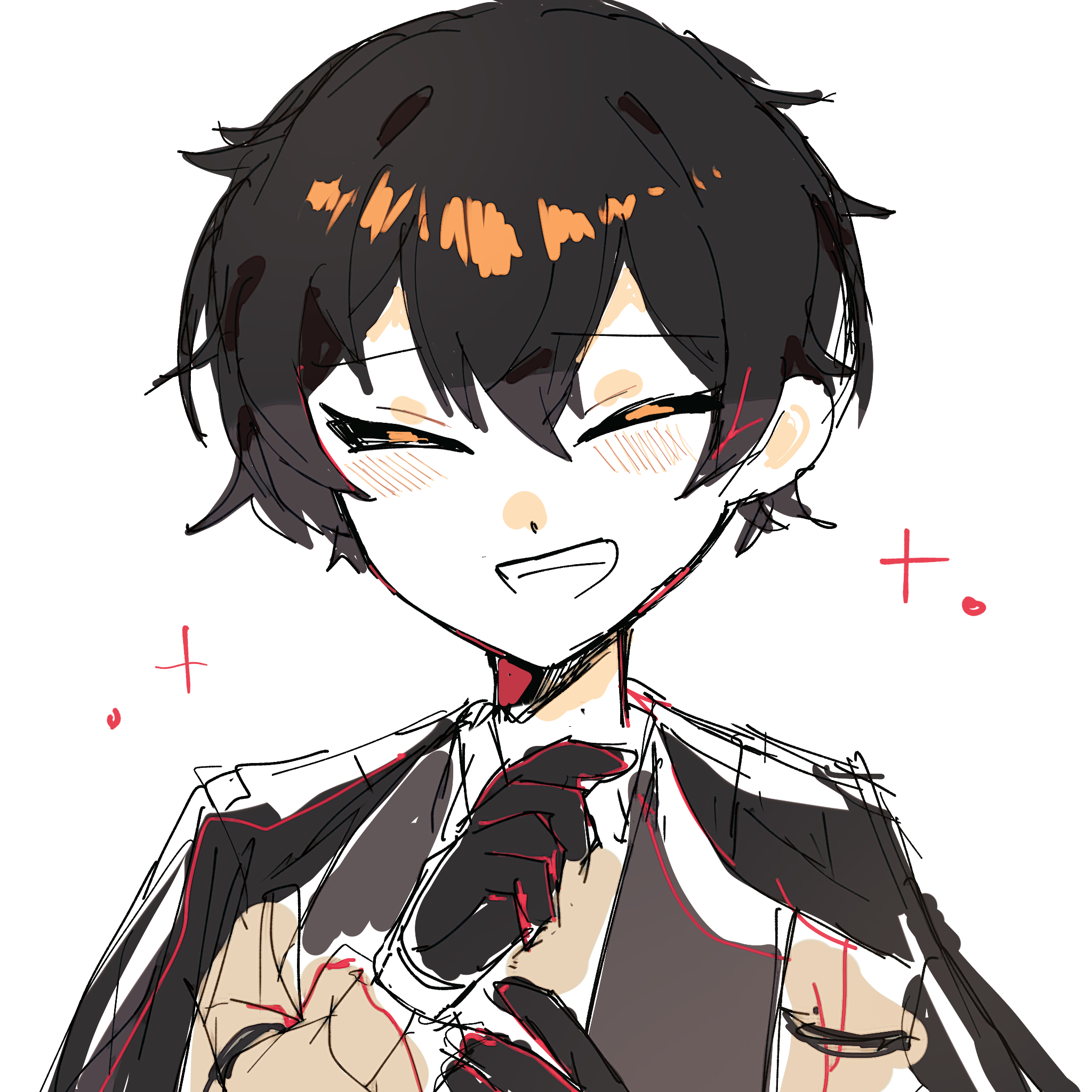 Safebooru - 1boy black gloves black hair black jacket blush closed eyes ...